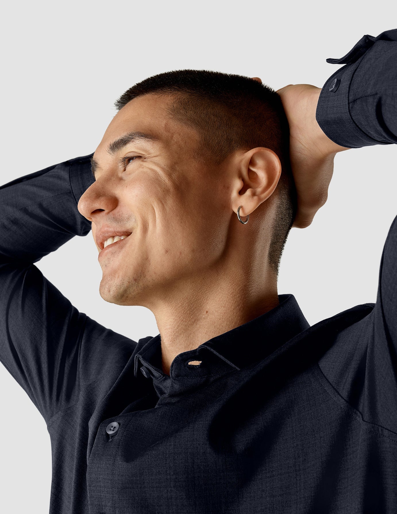 Classic Hemd Dark Navy Melange Regular